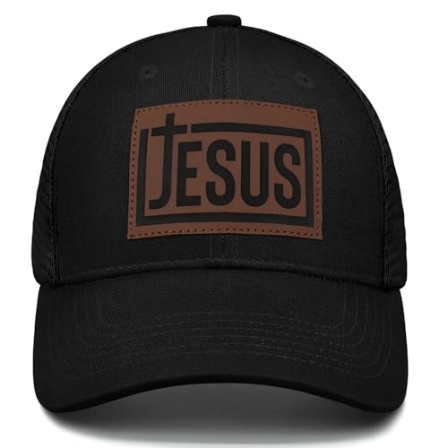 syienasdk Christian Trucker Hat for Men and Women Christian Jesus Hats Religious Leather Patch Adjustable Baseball Cap Gifts
