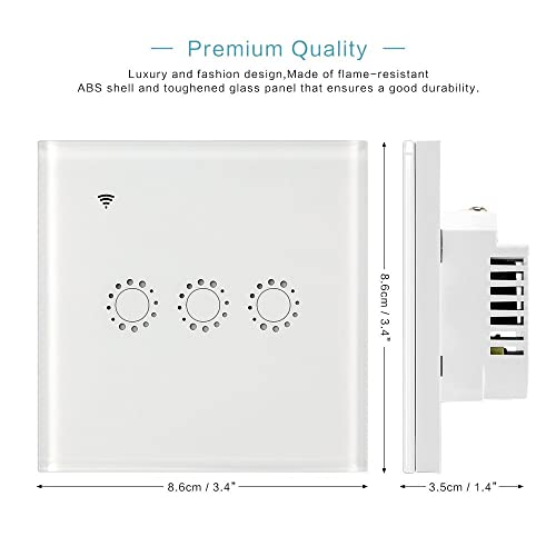 Wifi Smart Life Tuya Light Switches Square Wall Touch Glass Panel Wireless Remote Control By Alexa White 2-Gang#Ewelink App #TOP2