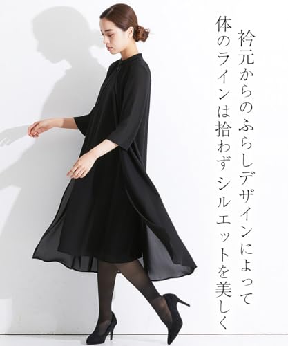 [ニッセン] 【喪服・礼服】＜Callarus＞日本製生地使用洗える防しわ前開きスタンドカラーデザインワンピース＜大きいサイズ有＞ 5枚目