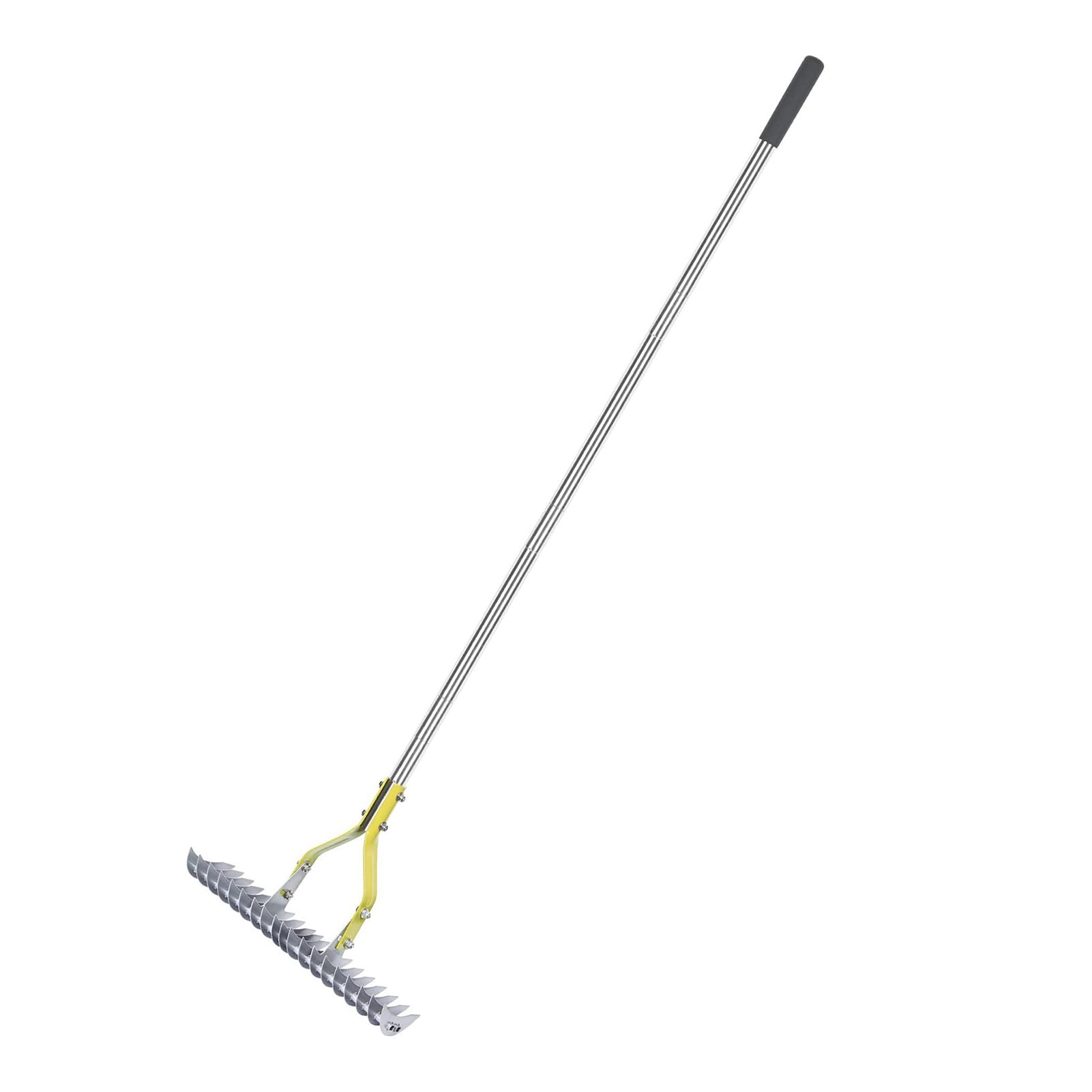 Hidyliu Rastrillo de Paja Ergonómico de Acero Inoxidable de 15 Pulgadas para Limpieza del Jardín, Herramienta Eficaz de Eliminación de Hierba Muerta y Hojas