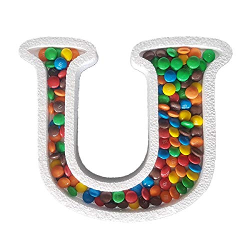 DecoPorex Lettre U en polystyrène pour bonbons 20 cm de hauteur/2 cm de profondeur