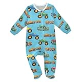 Emelivor Trucks Fire Blue Baby Newborn One-Piece Clothes Infant Footed Pjs with Zipper for Girls Boys Kids