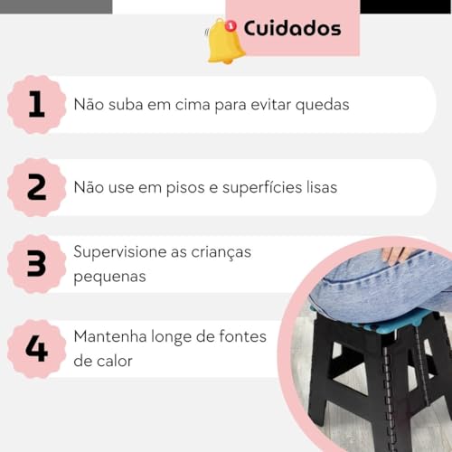Banco Banqueta De Plástico Portátil Dobrável Multiuso Reforçado Resistente Até 100kg