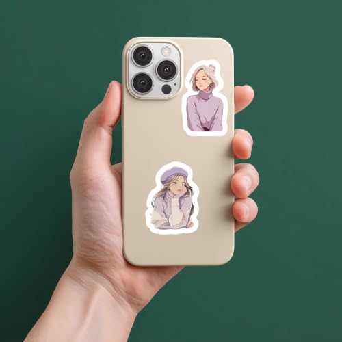 Image of Lavender Purple Aesthetic Kawaii Girl Vinyl Stickers Pack of 33 | Waterproof Lavender & Lilac Cute Fashion Decals for Laptop, Water Bottle, Journal, Scrapbook, Phone Case | Self-Adhesive Sticker Pack