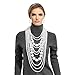 Women's Chunky Multi-Strand Faux Pearl Statement Necklace and Earrings Set (White - Style B)