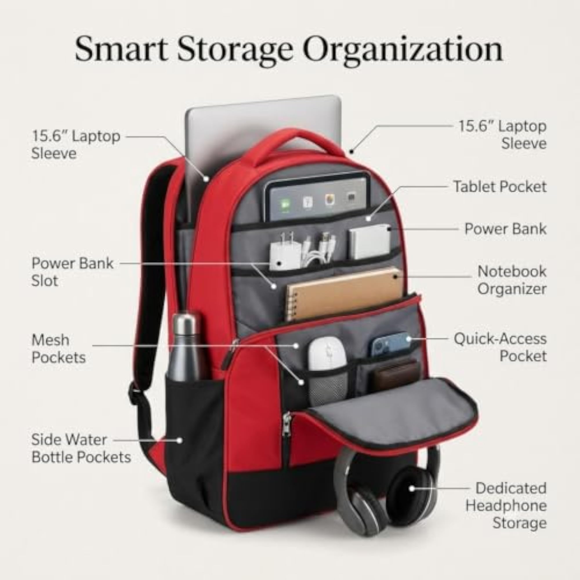 Water Resistant Laptop Backpack for Men & Women, Stylish College Bag