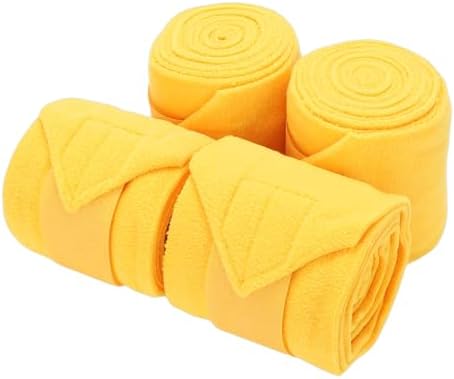 FAUOSWUK Horse Wraps Soft Fleece Leg Bandages for Stable Supplies, Comfortable Support for Equestrian Activities, 4pcs for Horse Riding Enthusiasts (Yellow)