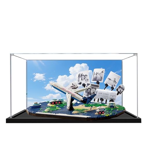 Acryl-Vitrine für Lego 41838 Familienreise-Fußabdruck-Karten-Modell, 3 mm staubdichte Displaybox, Vitrine kompatibel mit Lego 41838 (Modell nicht im Lieferumfang enthalten) (Hintergrund 3 mm)