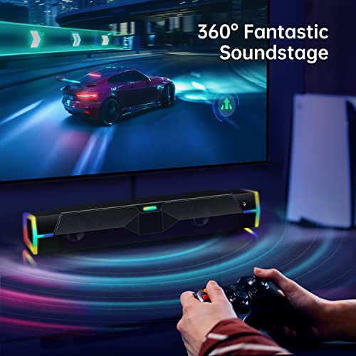 Fishcovers Computer Speakers With Microphone, Dynamic Rgb Computer Sound Bar, Bluetooth & Usb Powered Pc Speakers, Hifi Stereo Gaming Speakers For Desktop #TOP5