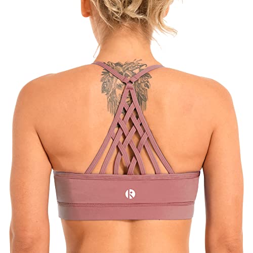 coastal rose Women's Strappy Sports Bra High Support Medium Impact Yoga Tops