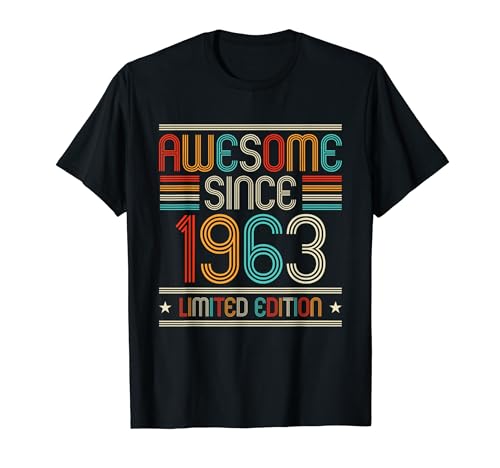 Awesome Since 1963 Classic Birthday 1963 Men Women Vintage Maglietta