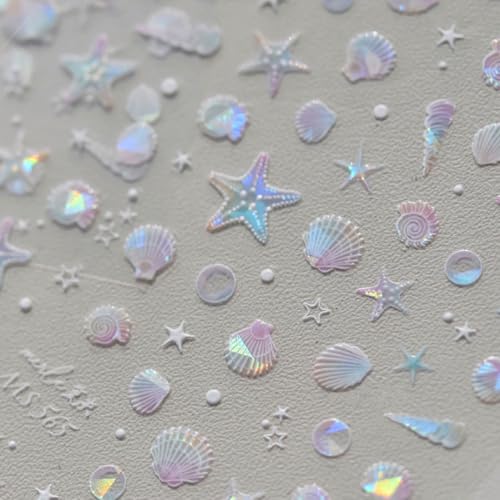 Jaliya JLA0324 Aurora Ocean Nail Stickers Summer Nail Art Stickers Starfish Conch Shell Nail Decals Seashells Ocean Stickers thumb #2