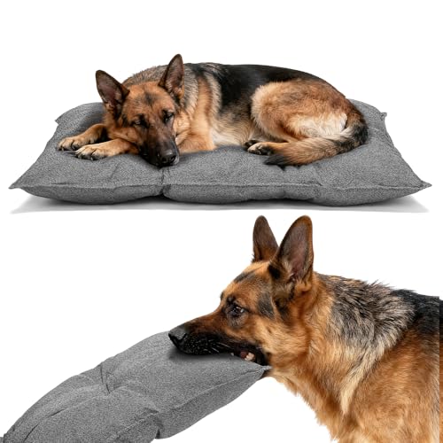 Veehoo Indestructible Dog Bed for Crate, Chew Proof Dog Crate Pad with Reinforced Corners, Large Washable Chew Resistant Pet Mat for Kennel, 35' x 22'
