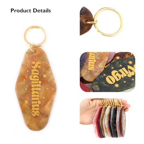 Astrological Leo Zodiac Sign Acrylic Keychain with Gold Stars