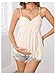 MakeMeChic Women's Maternity Summer Tank Tops Spaghetti Strap Ruffle Hem Sleeveless Pregnancy Camisole Apricot Medium