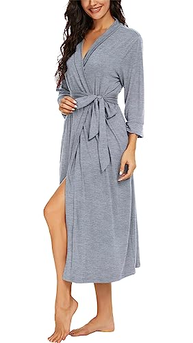 Image of VINTATRE Women Robes Long Knit Bathrobe Lightweight Soft Bath Robe with Pockets