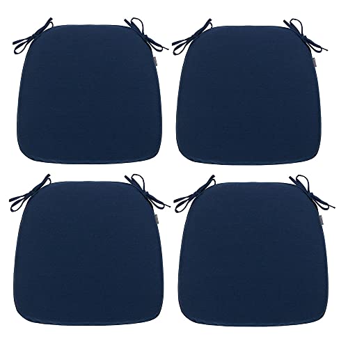 Magpie Fabrics 17"x16"x2" U-Shape Chair Cushions with Ties 4 Count, Outdoor Indoor Waterproof All Weather Seat Pads Decoration for Patio Garden Dining Office - Navy