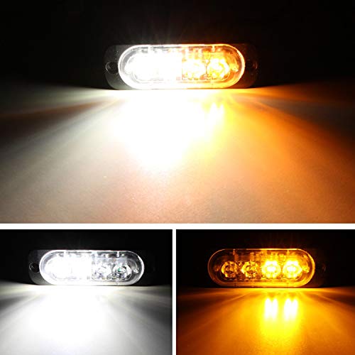 Ijdmtoy (2 Amber/White Led Strobe Warning Light Flashers Compatible With Jeep, Truck, 4X4, Atv, Construction Vehicles Ultra Slim Extremely Bright Warning Lamps Powered By (4) High Power Led Lights #TOP3