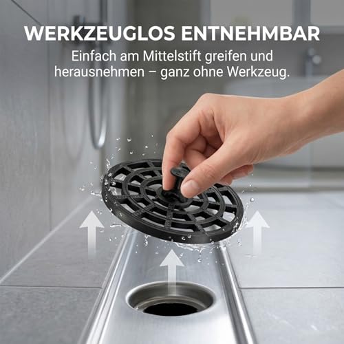 Ersatz-Haarsieb Einsatz kompatibel mit TECE Drainline Duschabläufen/Duschrinnen – passend für Ø 49 mm – Höhe 15 mm – werkzeuglos einsetzbar – Alternative zum TECE Haarsieb 660005