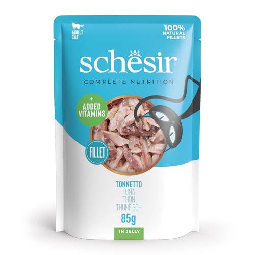 Schesir, Atún con Calabaza En Caldo, Alimento Húmedo Complementario para Gatos, En Lata, Ingredientes 100% Naturales, Libre De Crueldad, 12 x 70g