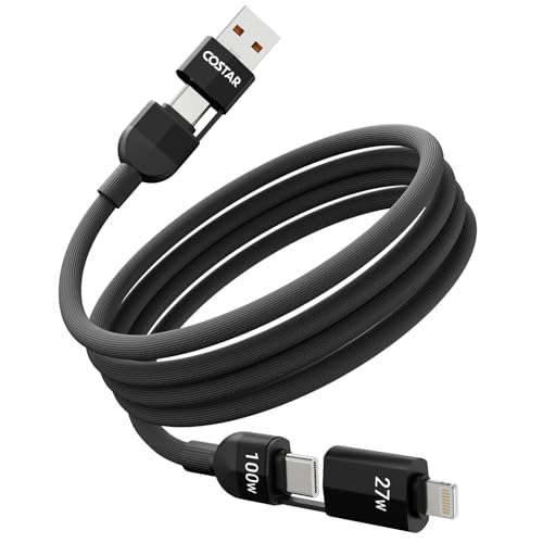 Image of COSTAR 4-in-1 100W Charging Cable|USB-A,Type-C,Fast Charging,480Mbps Data Transfer,Data Sync|Compatible with Android & iOS Smartphones,Tablet /Ipads & Macbook
