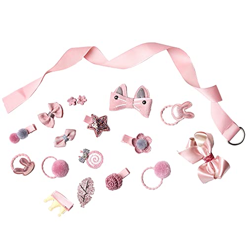 MMSSY 18 Piezas Lazos Pelo Bebé Pinzas Niña Pequenas Accesorios Clips Horquillas Cabello Y Elástico Del Dibujos Set de Pinza Linda Para el Regalo Caja Regalo de Cumpleaños Cover