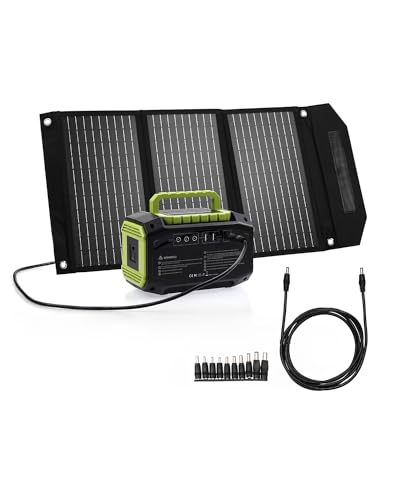 150W Portable Power Station with 30W Solar Panel,145Wh 39000mAh Camping Solar Generator,Lithium Battery Power 110V/150W Peak AC Outlet, DC Ports, USB Ports for CPAP Home Camping Emergency