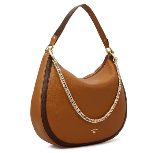 Image of Da Milano Leather Shoulder Bag for Women - Brown (Large) (LB-00317OL)