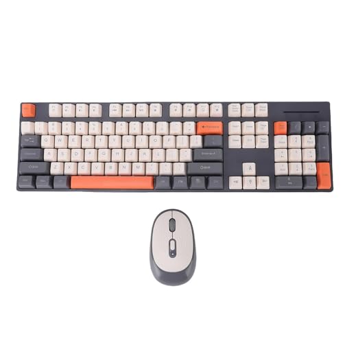 Jectse Combo de Teclado y Ratón Inalámbricos, Inalámbrico de 2,4 GHz, Juego de Teclado y Ratón Silenciosos Ergonómicos de Tamaño Completo para PC y Portátil (Tipo 2)