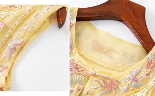Chaleco de verano amarillo de seda para looks elegantes de día y noche HangErFeng 3