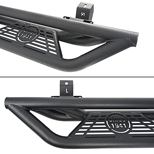 V8 God Jlu Running Board Side Step For Jeep Wrangler Jl Unlimited 2018-2023 4-Door - Textured Black Tubular Rock Rails Nerf Bars W/Since 1941 Logo #TOP7