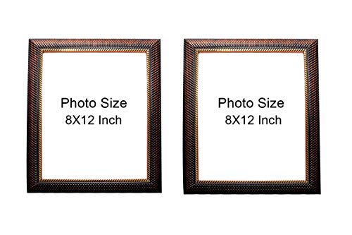 Image of Photo frame 8x12 /A4 Inches set of 2 Chatai Brown Color Glass & Synthetic Wood Hanging /Table Top Modern Photo Frame for Wall Decoration (Pack Of 2)