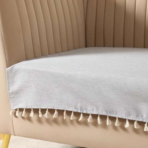 Image of HOMEMONDE 3 Seater Sofa Cover with Tassels |Soft, Durable & Textured Chenille Fabric with Tassels | Sofa Cover Mats for Living Room, Bedroom, Drawing Room & Office (76 X 178 CM, Silver Grey)