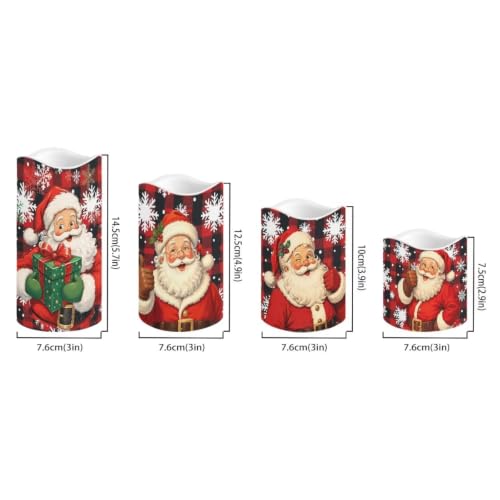 Image of Christmas Tree LED Flameless Candles | Xmas 4 Pack LED Flickering Battery Operated, Color Changing, Electric Pillar Candles for Living Room, Christmas Decoration