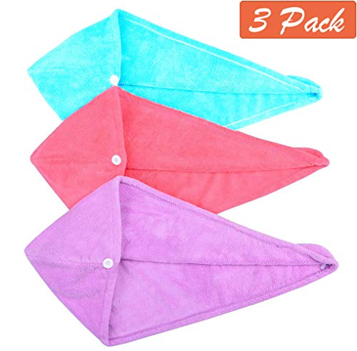 3 Packs Hair Drying Towel Twist Women's Soft Shower Microfiber Towels for Hair Turban Wrap Fast Drying Ultra Absorbent Cap Great Gift for Women (A001)