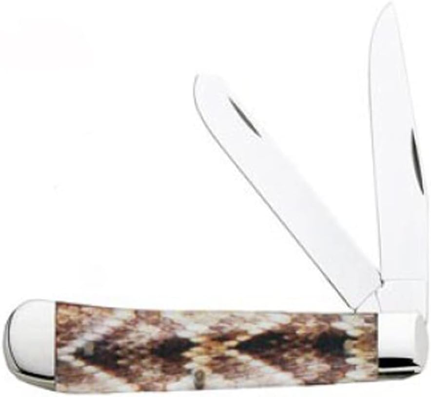Knife, 3 1/4" Double Blade, Rattlesnake Skin Design Handle
