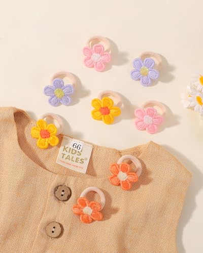 Jollybows 24 Stück Blumen für Haargummis Mädchen, Bunt Kleine Elastische Zopfgummis Mini Haarschmuck für Baby Mädchen Kinder Kleinkind