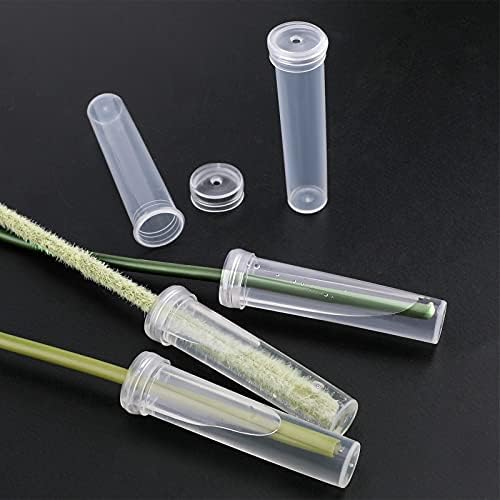 AIEX 48pcs Floral Water Tubes Reusable Plastic Flower Tubes with Silicone Cap for Flowers Plants 7.2x1.8cm/2.8x0.7inch(White Clear)