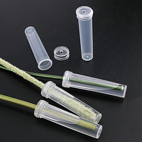 AIEX 48pcs Floral Water Tubes Reusable Plastic Flower Tubes with Silicone Cap for Flowers Plants 7.2x1.8cm/2.8x0.7inch(White Clear) image 6