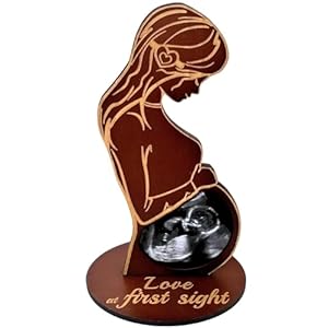 Hearts Sign Baby Ultrasound Photo Frame Pregnant Wife Gifts From Husband Expecting Mom Gift for Pregnant Friend Gifts for Pregnant Wife Sonogram Frame Gift for Pregnant Women Brown
