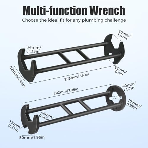 YPZVX Multifunctional Sink Wrench 2pcs,Plumbing Wrench for Tight Spaces,Faucet Installation Tool for Kitchen Bathroom, Under Basin Pipe & Angle Valve Repair Plumbing Tools (1 Set) - 5