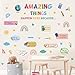 IARTTOP Amazing Things Happen Here Wall Decals Inspirational Quotes Wall Stickers Motivational Phrase Decals Colorful Learning Tool Pattern Peel and Stick for Nursery Kids Room Classroom