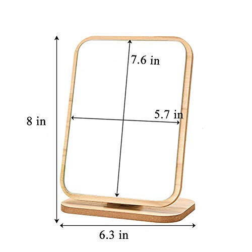 Espejo de mesa rectangular con marco de madera ajustable miniatura 2