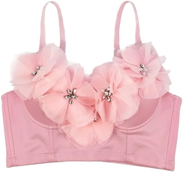 Rose Red Petals Diamond Sexy Inner Wear Bra Can Be Worn Outside with Coasters Herringbone Bra