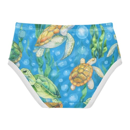 Watercolor Sea Turtles Blue Toddler Underwear Floral 2t Cotton Panties for Girl Print Undies Kids Briefs2