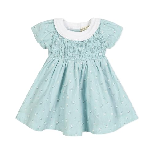 Hope & Henry Layette Baby Girl Woven Short Sleeve Dress with Peter Pan Collar3