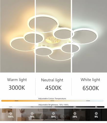 Lustre modernes pour salon en acrylique avec télécommande sans fil