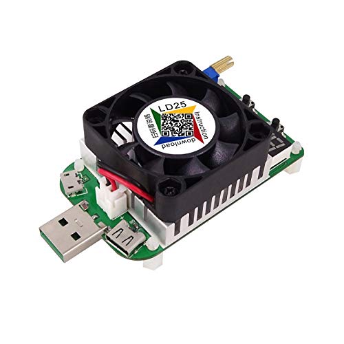 USB Load Tester, Load Test Resistor Module USB and Type C Interface Discharge Adjustable Intelligent Temperature Control with Cooling Fan LD25