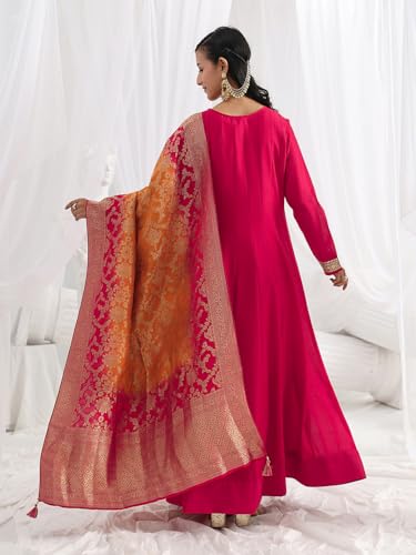 Image of Libas Embroidered Silk Blend A-Line Gown | Ethnic Wear |Wedding Dress | Ocassion Wear