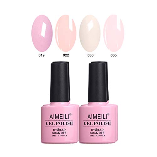 AIMEILI Soak Off UV LED Rose Pastel Vernis à Ongles Gel Semi-Permanent Lot Color Mix/Multi-Colored Set Ensemble de Couleurs 4 X 10ml - Kit 17